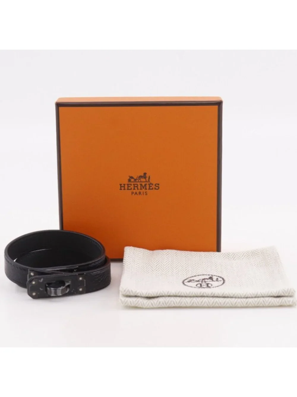Hermes Kelly Bracelet Double Tour Monochrome Chevre Black